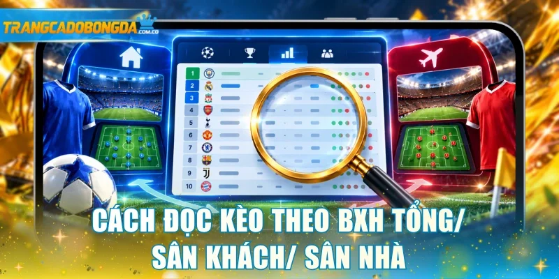 Cách đọc kèo theo BXH tổng/ sân khách/ sân nhà