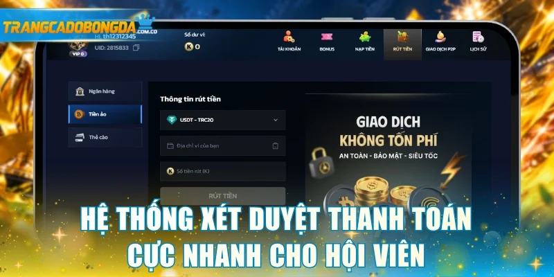Hệ thống xét duyệt thanh toán cực nhanh cho hội viên