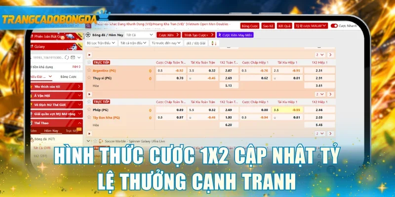 Hình thức cược 1x2 cập nhật tỷ lệ thưởng cạnh tranh