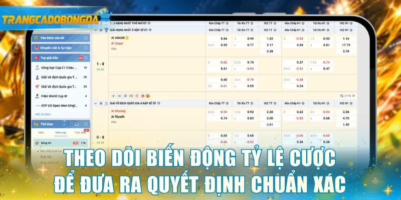 Theo dõi biến động tỷ lệ cược để đưa ra quyết định chuẩn xác