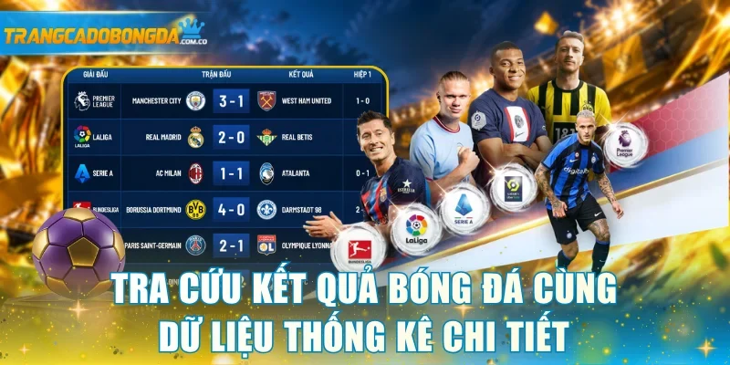 Tra cứu kết quả bóng đá cùng dữ liệu thống kê chi tiết